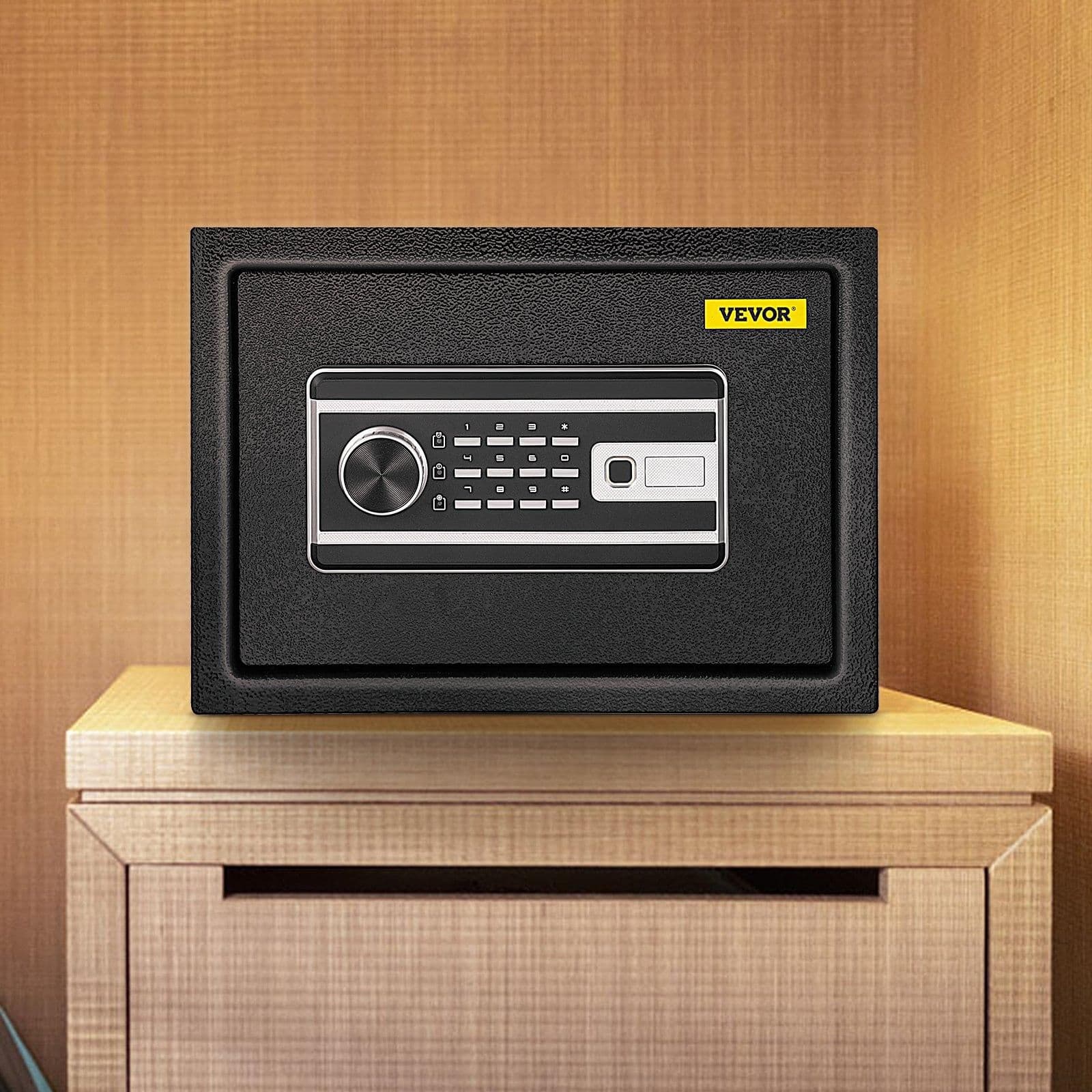 image-VEVOR Safe Box, 0.8 CU.FT Fingerprint Safe Box for Money with 2 Keys & Digital Keypad, Q235 Steel Safe Box for Storing Cash, Jewelry, Pistols, Documents, Watches in Home & Office & Hotel