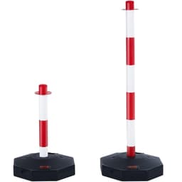 image-VEVOR Adjustable Traffic Delineator Post Cones, 6 Pack, Traffic Safety Delineator Barrier with Fillable Base 6.6FT Chain, for Traffic Control Warning Parking Lot Construction Caution Roads, Red&White