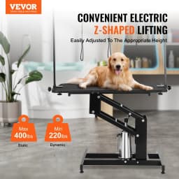image-VEVOR 43" Hydraulic Pet Grooming Table, Heavy Duty Dog Grooming Arm for Medium/ Small Dogs, Height Adjustable Dog Grooming Station, Anti Slip Tabletop /Dog Grooming Station, Max Bearing 400LBS