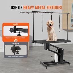 image-VEVOR 43" Hydraulic Pet Grooming Table, Heavy Duty Dog Grooming Arm for Medium/ Small Dogs, Height Adjustable Dog Grooming Station, Anti Slip Tabletop /Dog Grooming Station, Max Bearing 400LBS