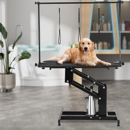 image-VEVOR 43" Hydraulic Pet Grooming Table, Heavy Duty Dog Grooming Arm for Medium/ Small Dogs, Height Adjustable Dog Grooming Station, Anti Slip Tabletop /Dog Grooming Station, Max Bearing 400LBS