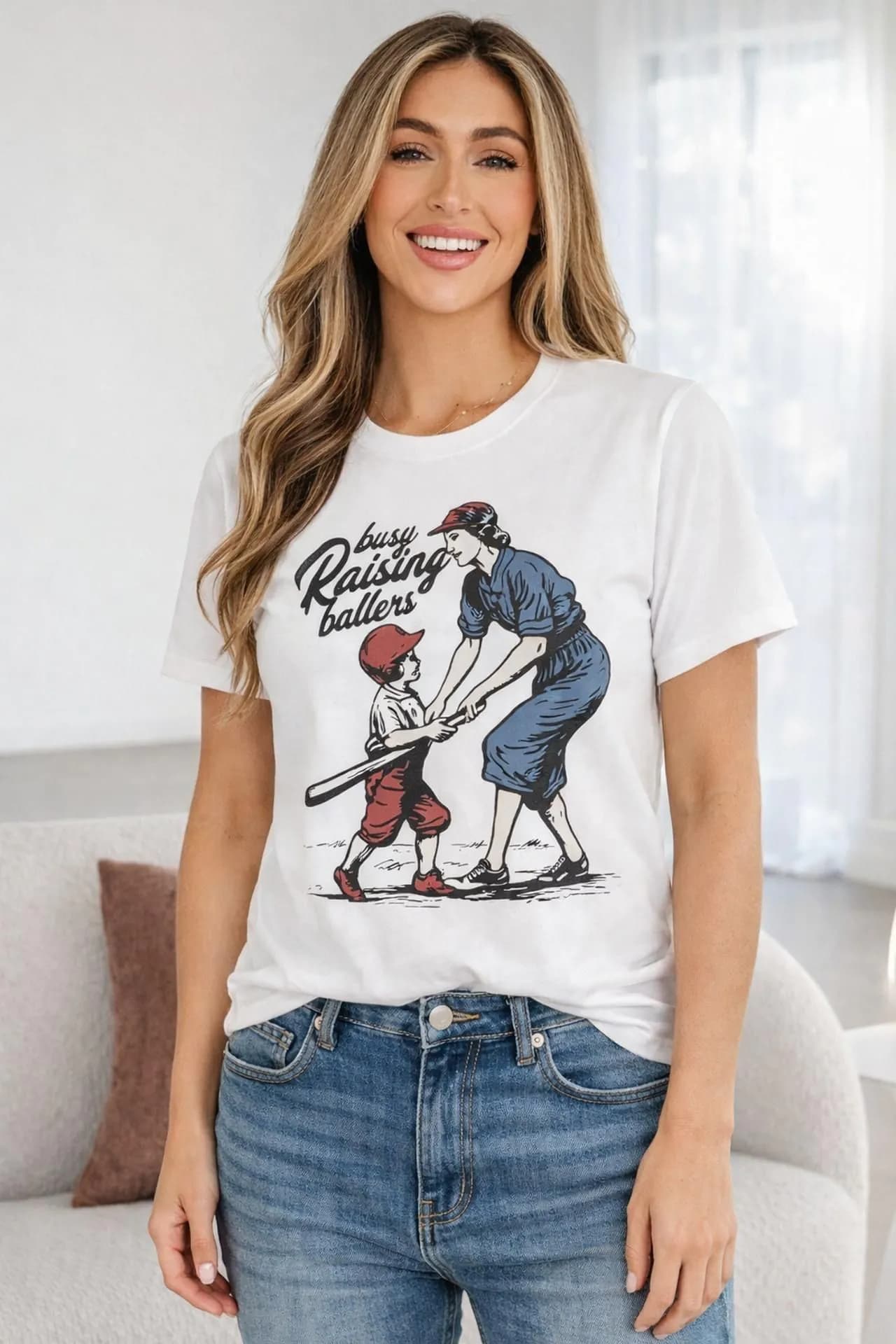 image-Tilly Ballers Cool Mom Retro Baseball T-Shirt - Cotton Blend