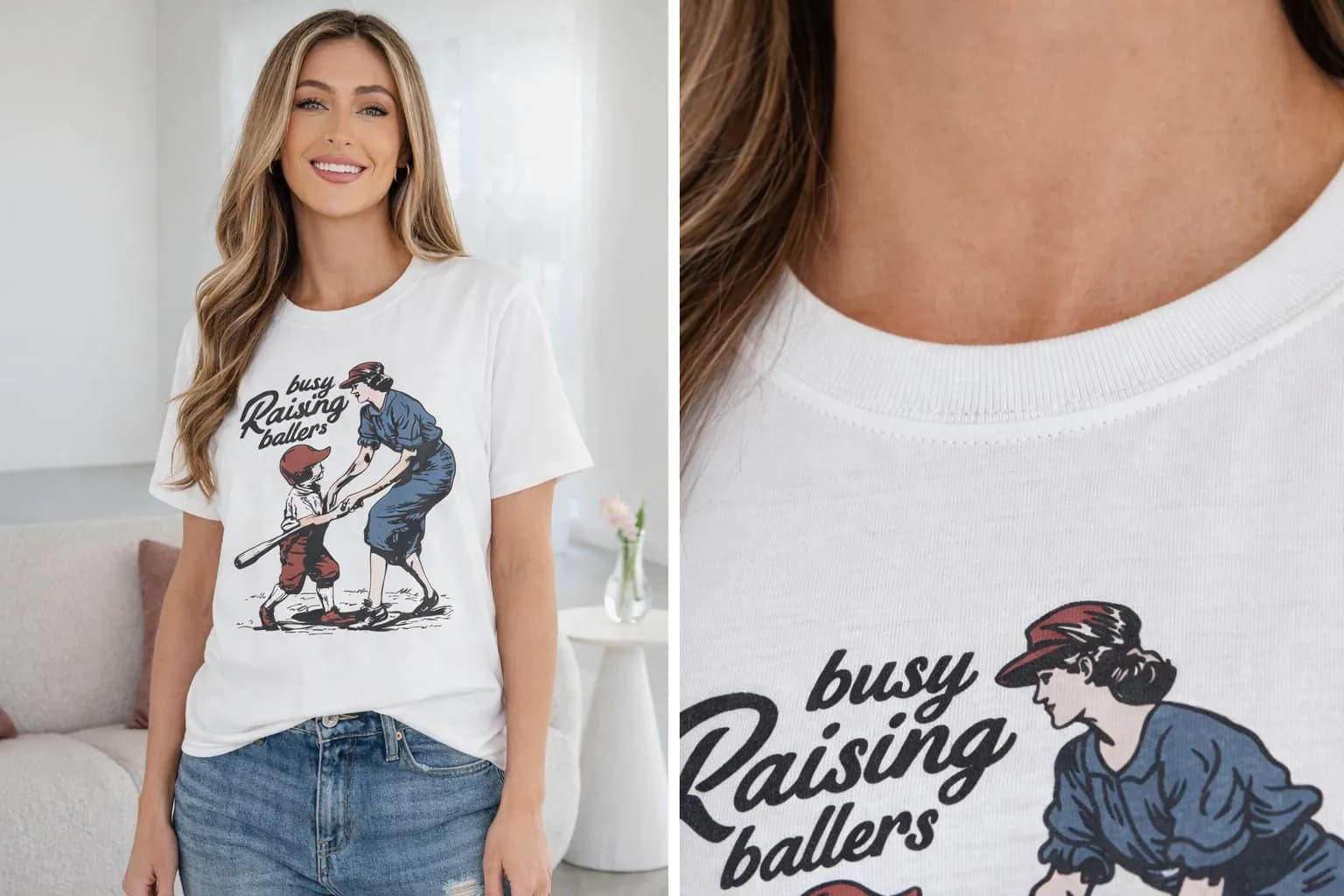 image-Tilly Ballers Cool Mom Retro Baseball T-Shirt - Cotton Blend
