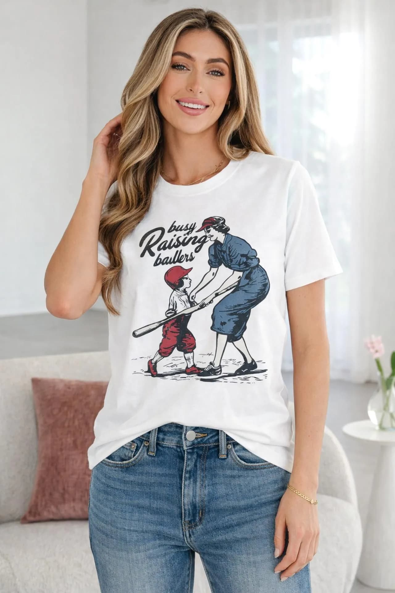image-Tilly Ballers Cool Mom Retro Baseball T-Shirt - Cotton Blend