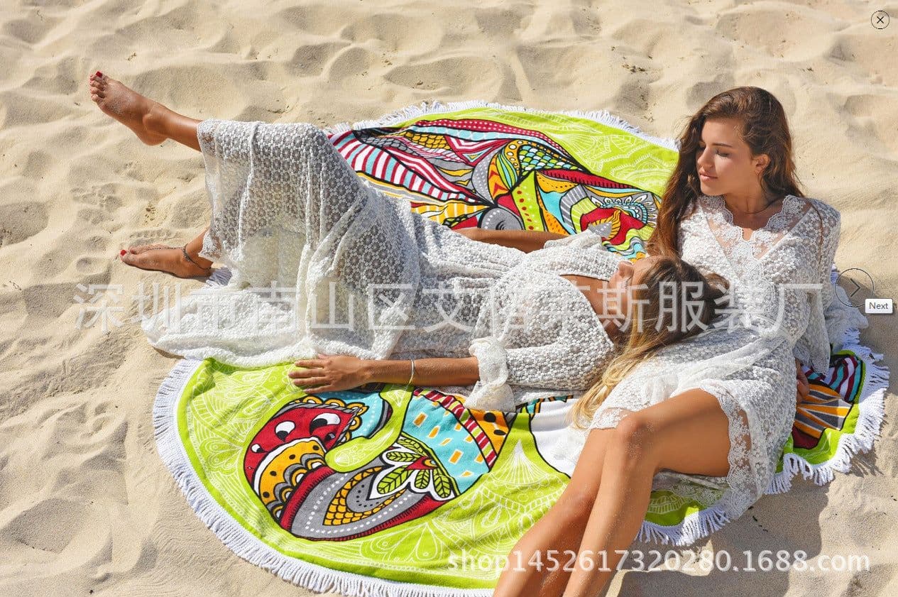 image-2017 AliExpress Explosive New Creative Elephant European and American Style Round Beach Towel Bath Towel Shawl Tapestry