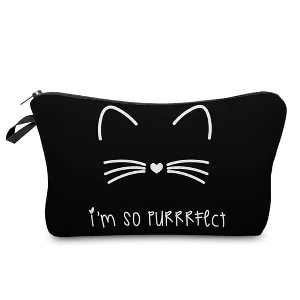 image-Black Cat Printed Cosmetic Bag For Women
