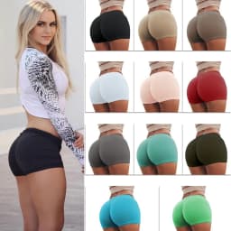 image-High Waist Stretch Fitness Yoga Gym Shorts Seamless Short Scrunch Butt
