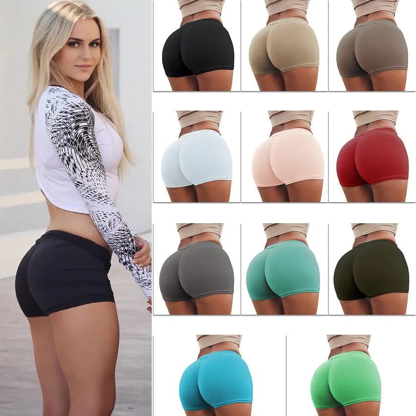 image-High Waist Stretch Fitness Yoga Gym Shorts Seamless Short Scrunch Butt
