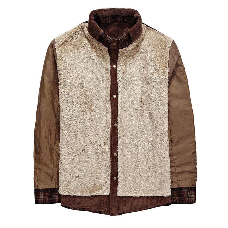 image-Winter Jacket Men Thicken Warm Fleece Jackets Coats Pure Cotton Plaid Jacket Military Clothes