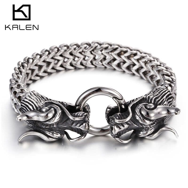 image-European and American Trend Jewelry Wholesale Men's Multilayer Bracelet Domineering Double Dragon Men's Bracelet Faucet Buckle
