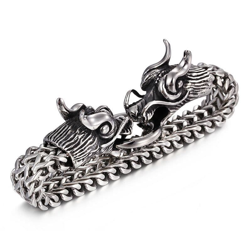 image-European and American Trend Jewelry Wholesale Men's Multilayer Bracelet Domineering Double Dragon Men's Bracelet Faucet Buckle