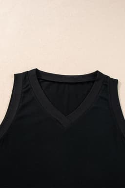 image-Mist Green Ribbed V Neck Tank
