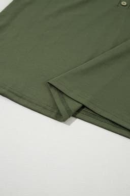 image-Jungle Green V Neck Tank Top - Half Button