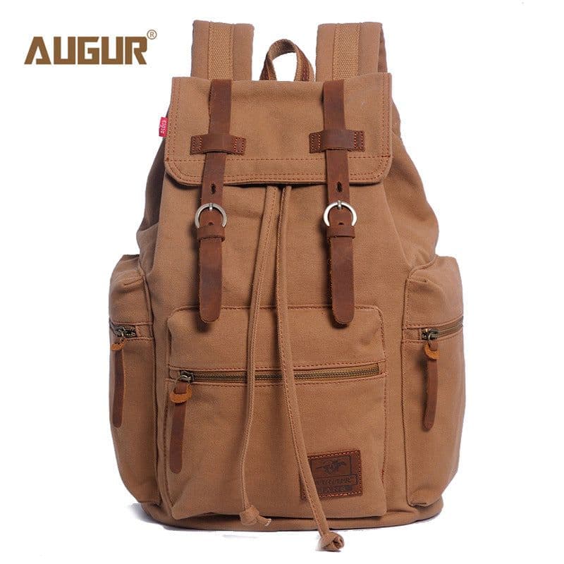 image-AUGUR/ Aoge canvas bag retro men's bag backpack computer bag student bag schoolbag European and American cross-border supply