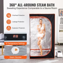 image-VEVOR Portable Steam Sauna Tent Full Size, 1000W Personal Sauna Blanket Kit for Home Spa, Detoxify & Soothing Heated Body Therapy, Time & Temperature Remote Control With Floor Mat