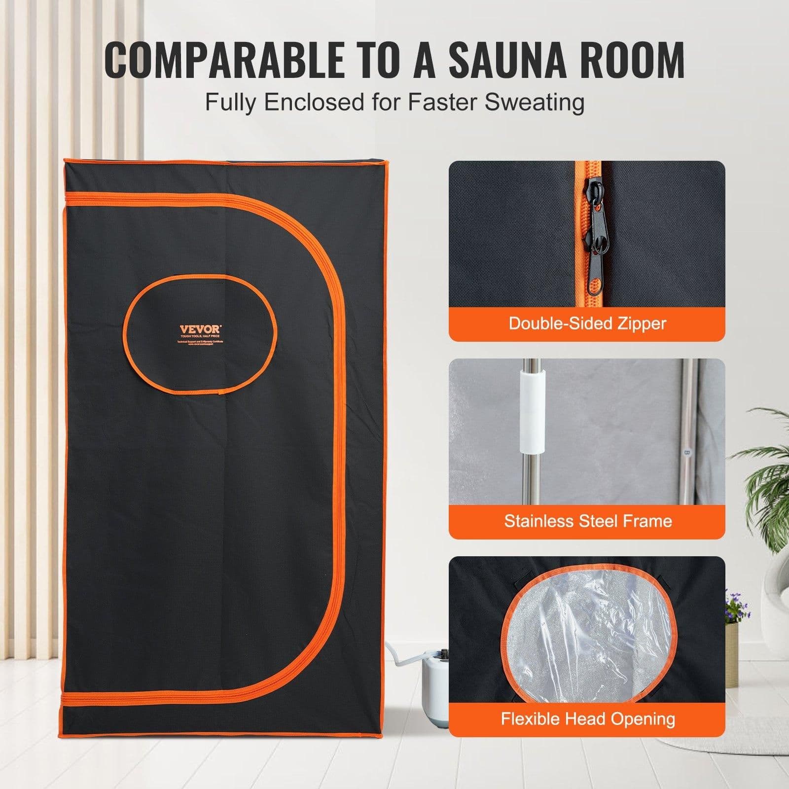 image-VEVOR Portable Steam Sauna Tent Full Size, 1000W Personal Sauna Blanket Kit for Home Spa, Detoxify & Soothing Heated Body Therapy, Time & Temperature Remote Control With Floor Mat