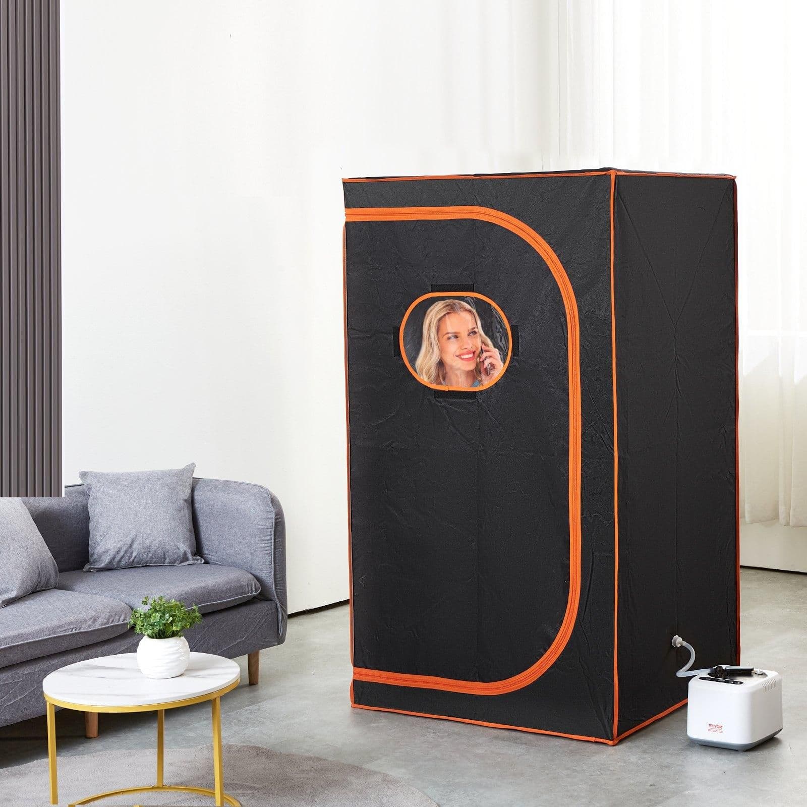 image-VEVOR Portable Steam Sauna Tent Full Size, 1000W Personal Sauna Blanket Kit for Home Spa, Detoxify & Soothing Heated Body Therapy, Time & Temperature Remote Control With Floor Mat