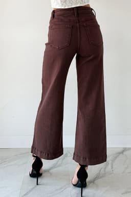 image-Apricot Solid Color Seamed Center Wide Leg Cropped Jeans
