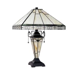 image-Mission-Style 3-Light Blackish Bronze Finish Double Lit Table Lamp 16" Shade