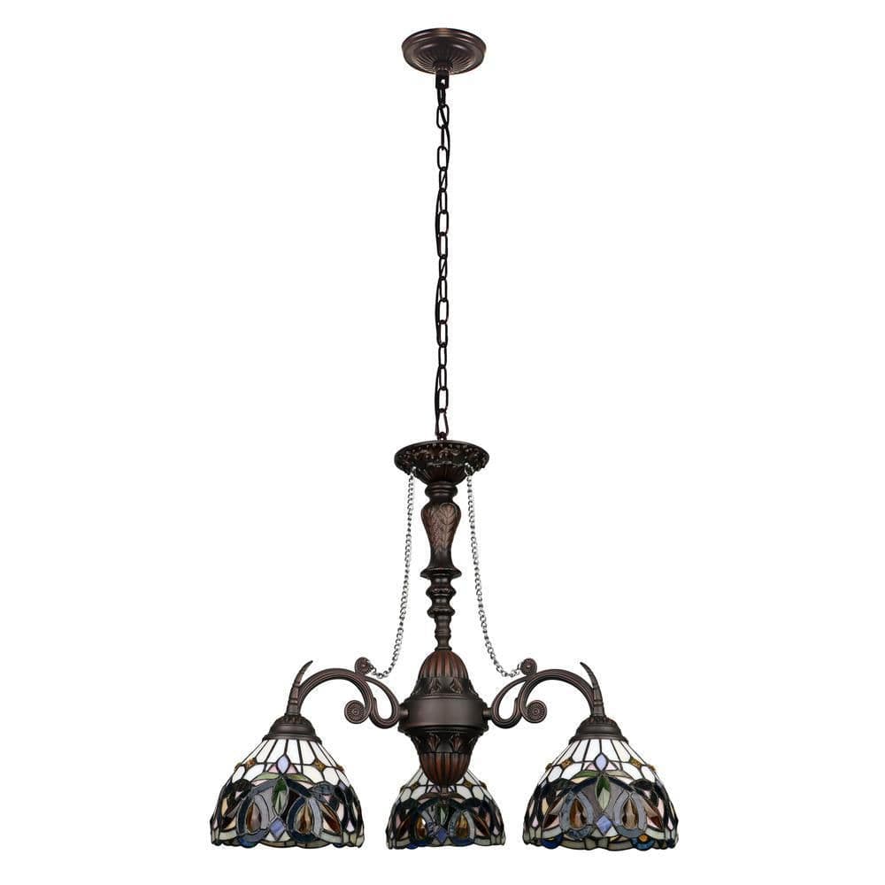 image-SERENITY Victorian-Style 3-Light Dark Bronze Finish Mini Chandelier 24" Wide