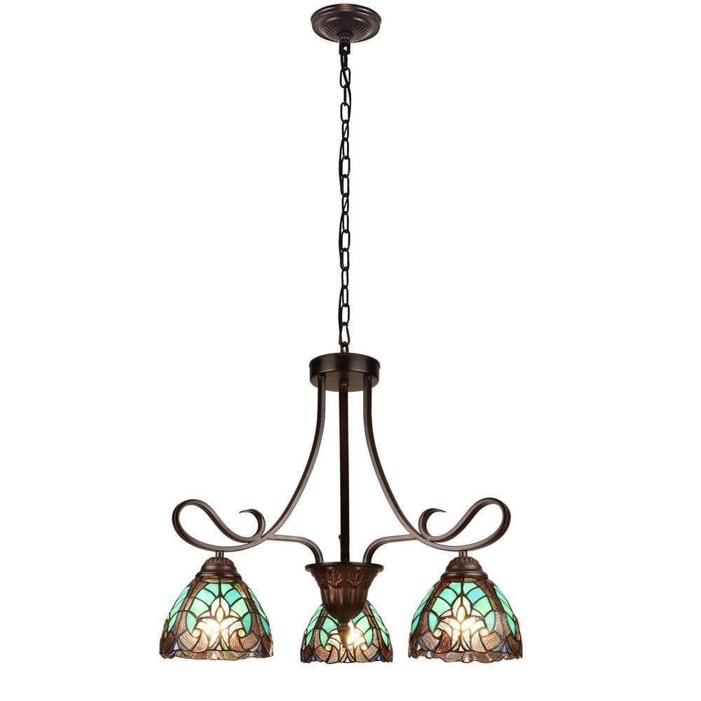 image-Victorian-Style 3-Light Antique Dark Bronze Finish Mini Chandelier 25" Wide