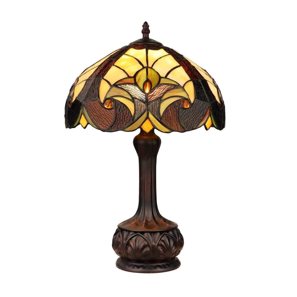 image-Tiffany-Style Antique Dark Bronze 1-Light Victorian Table Lamp 12" Shade
