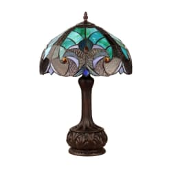 image-Tiffany-Style Antique Dark Bronze 1-Light Victorian Table Lamp 12" Shade