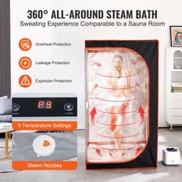 image-VEVOR Portable Steam Sauna Tent Full Size, 1000W Personal Sauna Blanket Kit for Home Spa, Detoxify & Soothing Heated Body Therapy, Time & Temperature Remote Control With Floor Mat