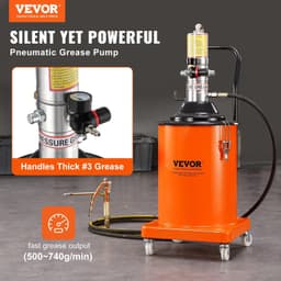 image-VEVOR Grease Pump, 5 Gallon 20L, Air Operated Grease Pump with 13 ft High Pressure Hose and Grease Gun, Pneumatic Grease Bucket Pump with Wheels, Portable Lubrication Grease Pump 50:1 Pressure Ratio