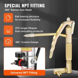 image-VEVOR Grease Pump, 5 Gallon 20L, Air Operated Grease Pump with 13 ft High Pressure Hose and Grease Gun, Pneumatic Grease Bucket Pump with Wheels, Portable Lubrication Grease Pump 50:1 Pressure Ratio