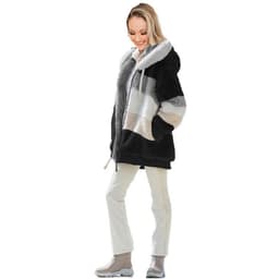 image-Women's Loose Plush Multicolor Hooded Jacket