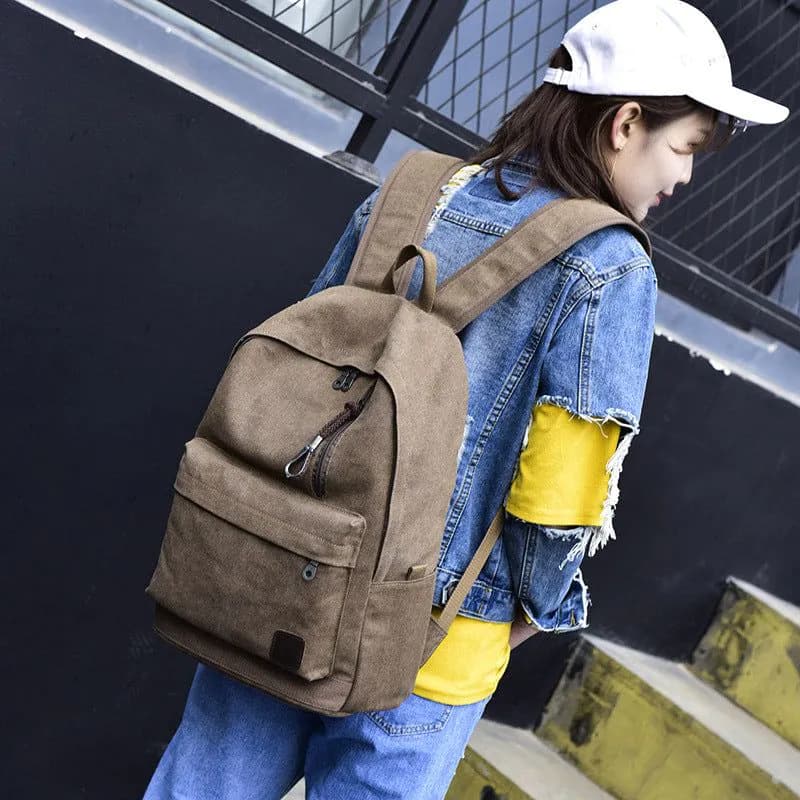 image-Fashion trend backpack casual rucksack retro travel bag college unisex student school bag 8016
