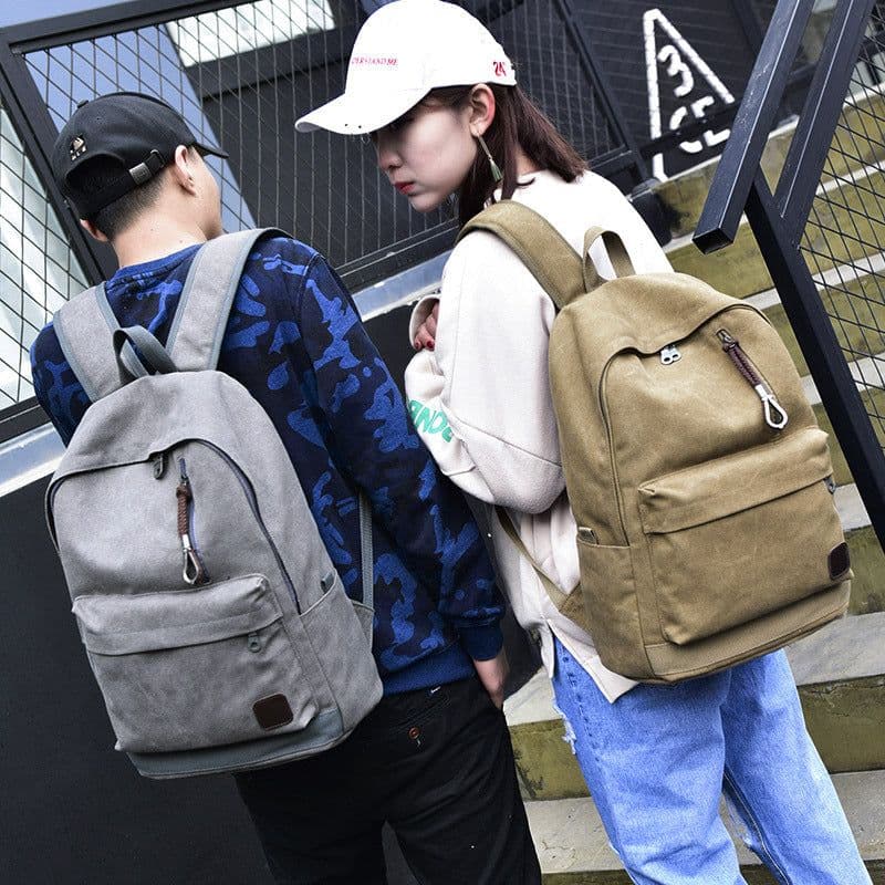 image-Fashion trend backpack casual rucksack retro travel bag college unisex student school bag 8016