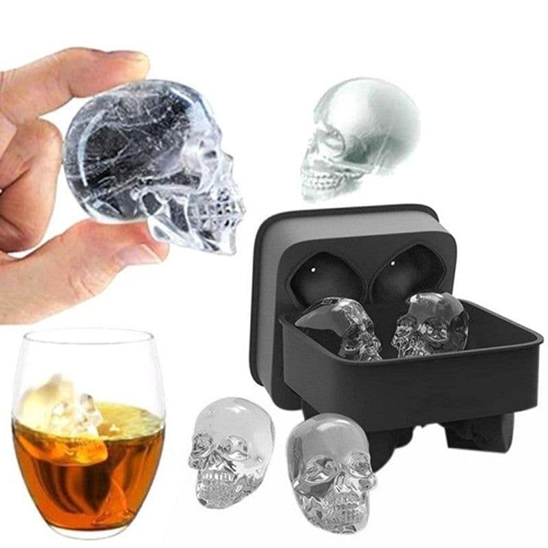 image-Creative 3D Skull Mold Ice Cube Tray Silicone Mold Soap Candle Moulds Sugar Craft Tools Bakeware Chocolate Moulds