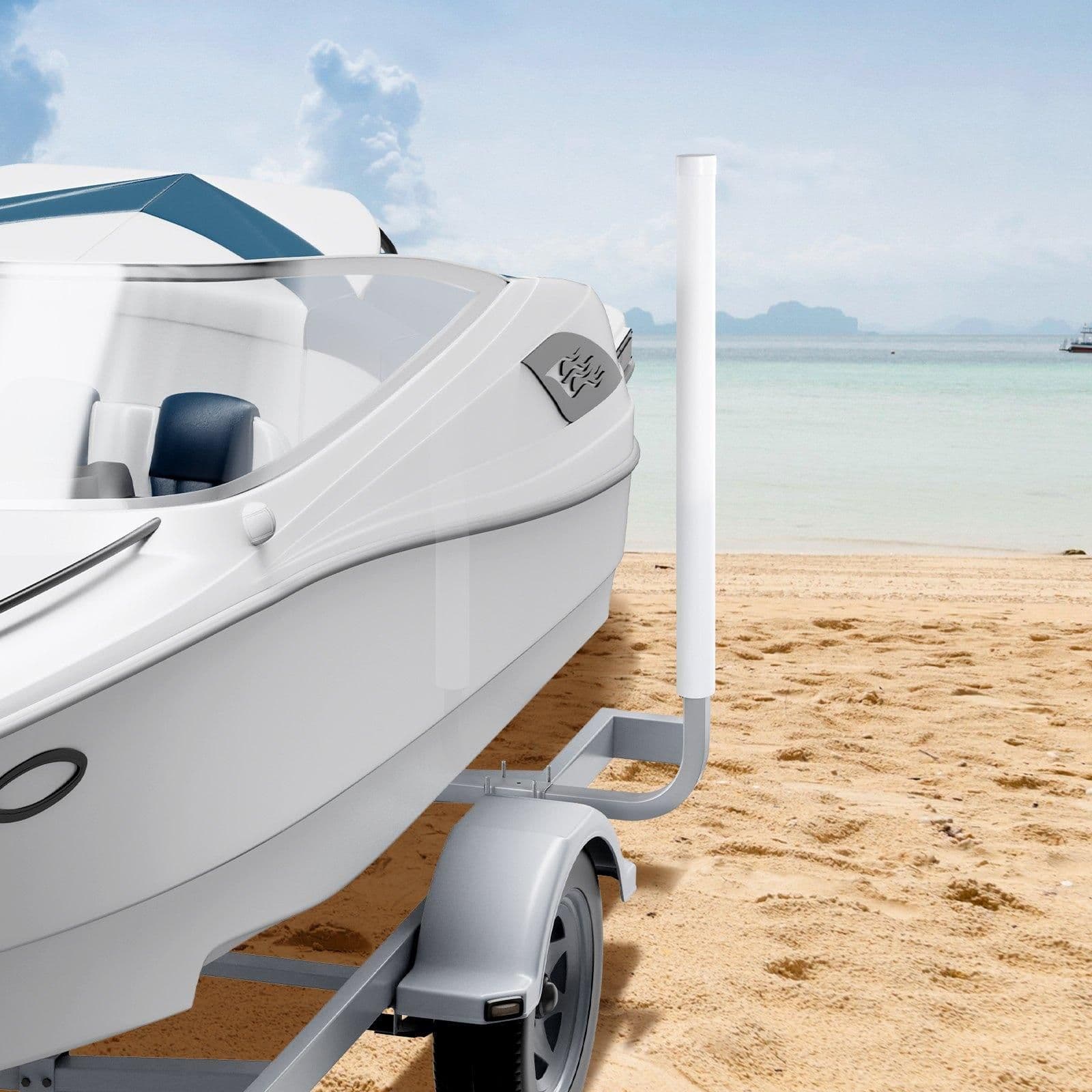 image-VEVOR Boat Trailer Guide, 60″ Adjustable Design Trailer Guide Poles, 2PCS High-Hardness Steel Trailer Guide-Ons, Trailer Guides with PVC Pipes, for Ski Boat, Fishing Boat or Sailboat Trailer