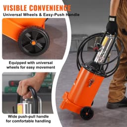 image-VEVOR Grease Pump, 3 Gallon 12L, Air Operated Grease Pump with 13 ft High Pressure Hose and Grease Gun, Pneumatic Grease Bucket Pump with Wheels, Portable Lubrication Grease Pump 50:1 Pressure Ratio