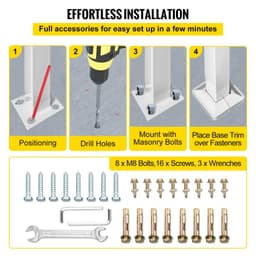image-VEVOR 3-Step Handrails for Outdoor Steps Fits 1 or 3 Steps Matte White Stair Rail Wrought Iron Handrail with Installation Kit Hand Rails for Outdoor Step