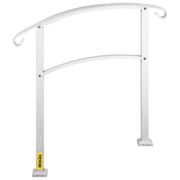 image-VEVOR 3-Step Handrails for Outdoor Steps Fits 1 or 3 Steps Matte White Stair Rail Wrought Iron Handrail with Installation Kit Hand Rails for Outdoor Step