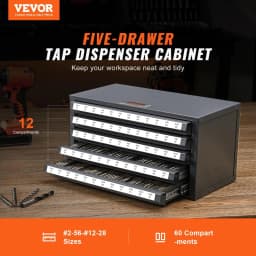 image-VEVOR Tap Dispenser Cabinet, Five-Drawer Tap Organizer Cabinet for #2-56-#12-28 Steel Tap Dispenser Organizer Cabinet with Labels, 60-Compartment Stackable Tap Cabinet for Tap Storage