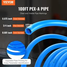 image-VEVOR PEX Pipe 3/4 Inch, 100 Feet Length PEX-A Flexible Pipe Tubing for Potable Water, Pex Water Lines for Hot/Cold Water & Easily Restore, Plumbing Applications with Free Cutter,Blue