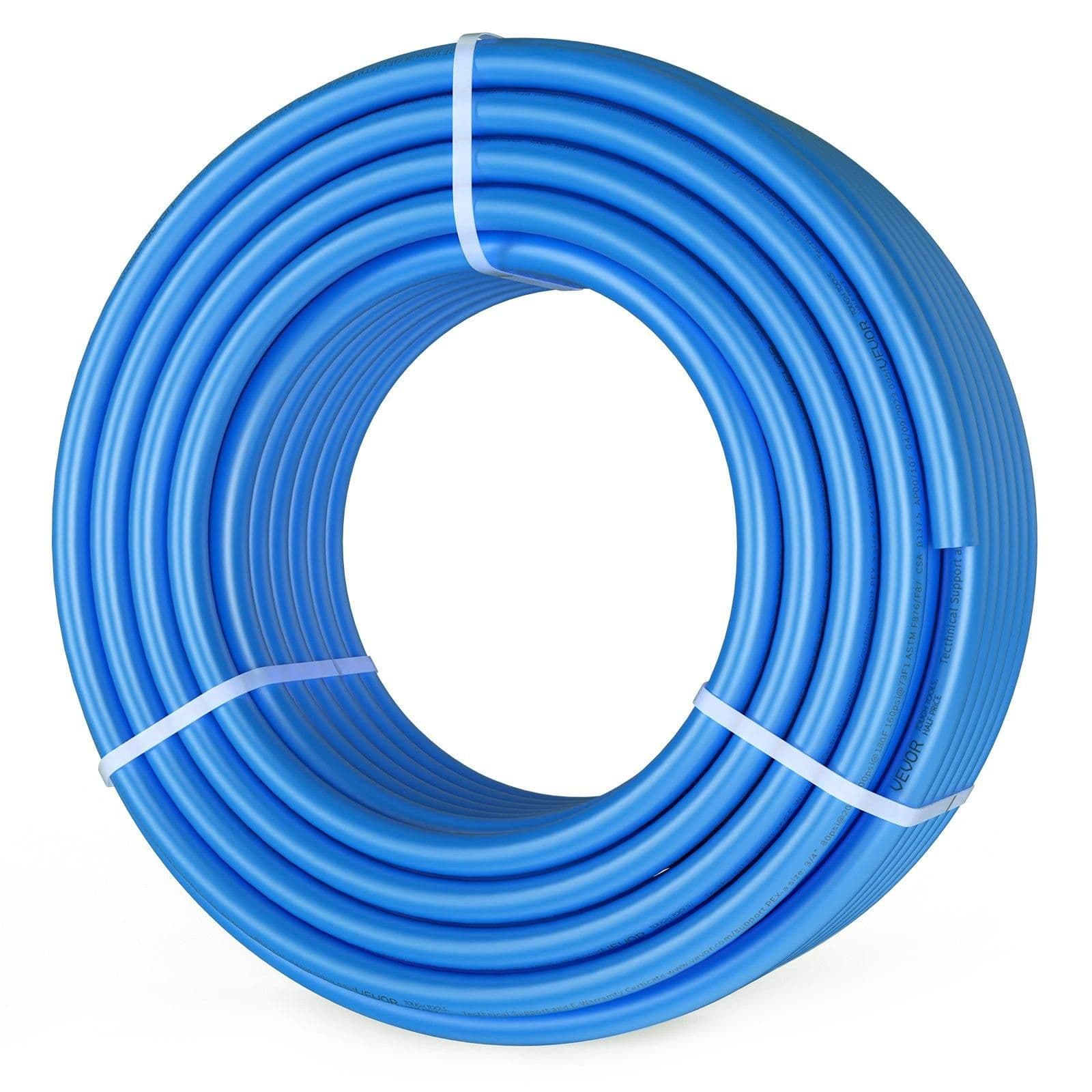 image-VEVOR PEX Pipe 3/4 Inch, 100 Feet Length PEX-A Flexible Pipe Tubing for Potable Water, Pex Water Lines for Hot/Cold Water & Easily Restore, Plumbing Applications with Free Cutter,Blue