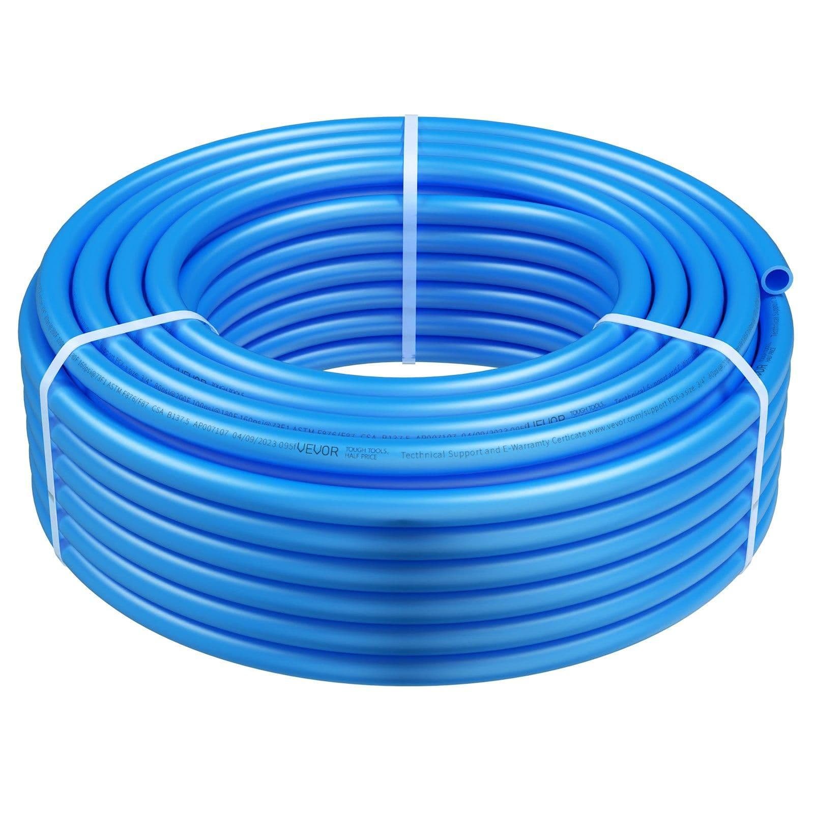 image-VEVOR PEX Pipe 3/4 Inch, 100 Feet Length PEX-A Flexible Pipe Tubing for Potable Water, Pex Water Lines for Hot/Cold Water & Easily Restore, Plumbing Applications with Free Cutter,Blue