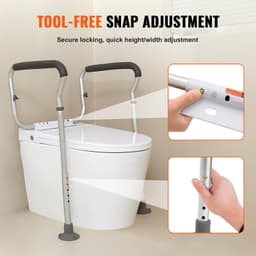 image-VEVOR Toilet Safety Rail, Bathroom Toilet Seat Frame, Adjustable Width & Height Fit Most Toilets, Supports 300lbs, Toilet Handles Grab Bars with Padded Armrests for Handicap, Disabled, Seniors