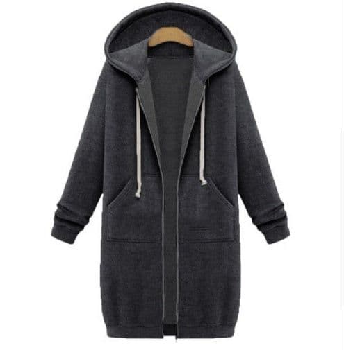 image-Hooded long-sleeved winter sweater women's jacket in a long thick shirt