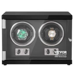 image-VEVOR Watch Winder, Dual Watch Winder for Men's and Women's Automatic Watch, with 2 Super Quiet Japanese Mabuchi Motors, Blue LED Light and Adapter, High-Density Board Shell and Black PU