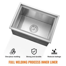 image-VEVOR Drop in Ice Chest, 20"L x 14"W x 12"H Stainless Steel Ice Cooler, Commercial Ice Bin with Cover, 40 qt Outdoor Kitchen Ice Bar, Drain-pipe and Drain Plug Included, for Cold Wine Beer