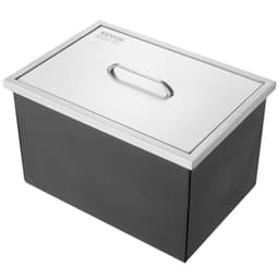 image-VEVOR Drop in Ice Chest, 20"L x 14"W x 12"H Stainless Steel Ice Cooler, Commercial Ice Bin with Cover, 40 qt Outdoor Kitchen Ice Bar, Drain-pipe and Drain Plug Included, for Cold Wine Beer