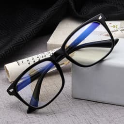 image-Classic square glasses frame men and women retro rice glasses frame lens plus blue film UV400 flat mirror 15969