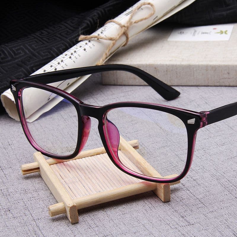 image-Classic square glasses frame men and women retro rice glasses frame lens plus blue film UV400 flat mirror 15969