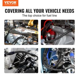image-VEVOR 8AN Fuel Line Kit, 20 FT Fuel Hose Kit, 0.43" Nylon Stainless Steel Braided Fuel Line Oil/Gas/Diesel Hose End Fitting Kit, with 12 PCS Swivel Fitting Adapter Kit, Black